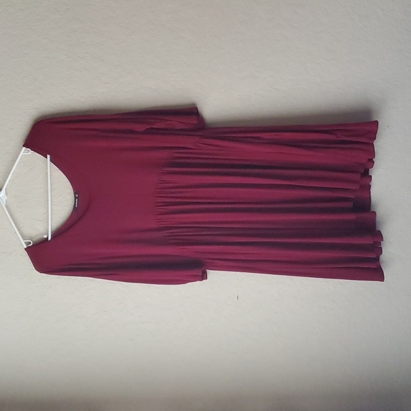 Annabelle Womens maroon 3/4 Sleeves Round Neck Pullover Mini Dress Size 3XL - Picture 1 of 6